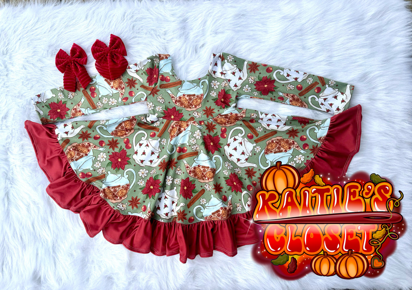 4T Christmas tea pot dress